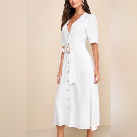 NWT Lulus Blissful Simplicity White Midi Dress - Picture 3 of 13
